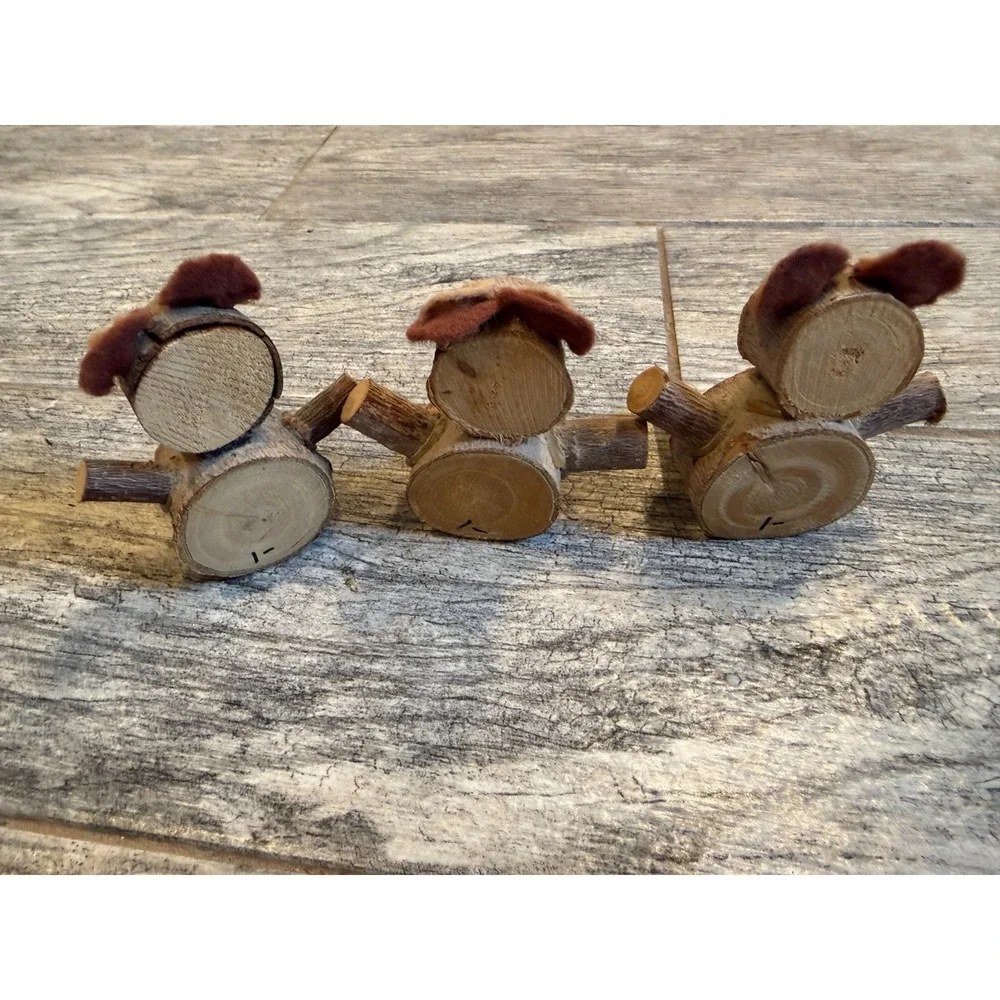 Handmade rustic wood slice‎ bear 3 pc Teddy Bears Rustic Primitive Hand Crafted